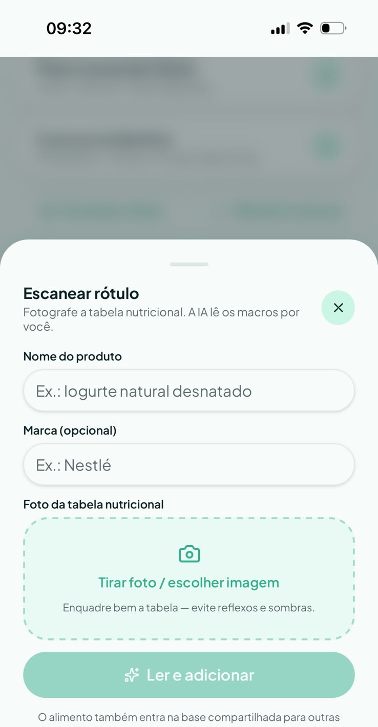 Ferramenta para escanear rótulos nutricionais